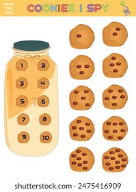 A coloring book for children. a task for young children. Count the cookies Vector illustration. Educational materials on logic and development of fine motor skills