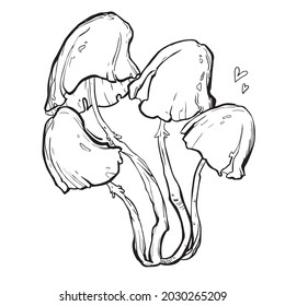 coloring book for children. tattoos. magic mushrooms. black line - vector 