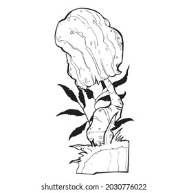 coloring book for children. tattoos. magic mushrooms. black line - vector 