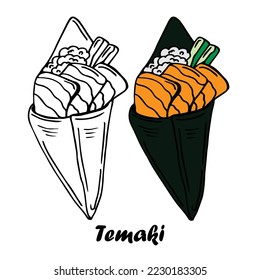 Coloring book for children, Temaki sushi