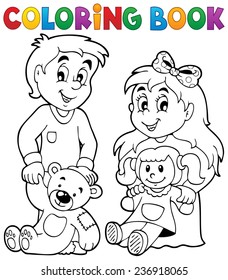 Coloring book children with toys 1 - eps10 vector illustration.