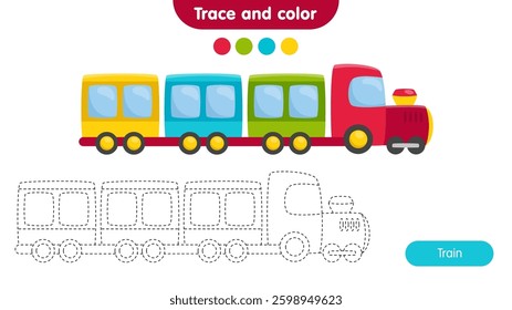 Coloring book for children: train. Educational game for kids.