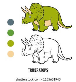 Coloring book for children, Triceratops