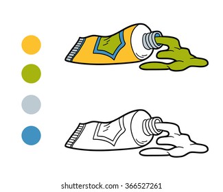 Coloring book for children: tubes of paint