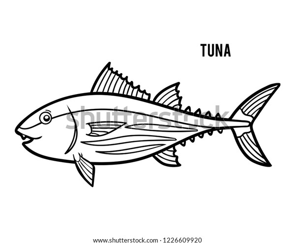 Coloring Book Children Tuna Stock Vector (Royalty Free) 1226609920