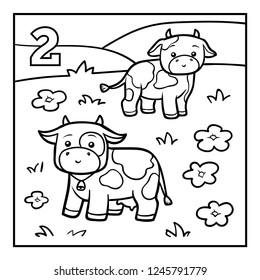 Coloring book for children, Two cows
