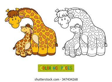 Coloring book for children: two giraffes