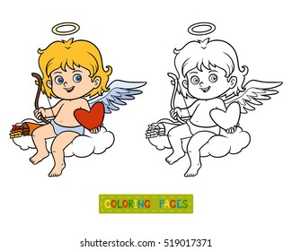 Coloring book for children, Valentine's Day character, Angel