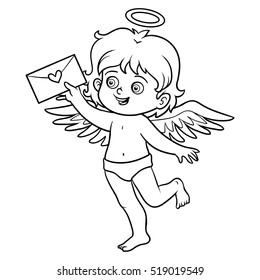 Coloring book for children, Valentine's Day character, Angel