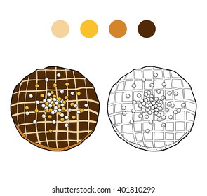 Coloring book for children, vector cartoon donut