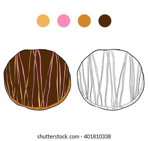 Coloring book for children, vector cartoon donut