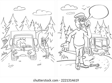 Coloring book for children in vector form. Pages #3 and #4. Vector illustration