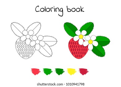 Coloring book for children. vector illustration of forest wild garden berry, strawberry