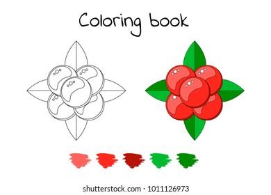 Coloring book for children. vector illustration, stone bramble, forest berries with leaves
