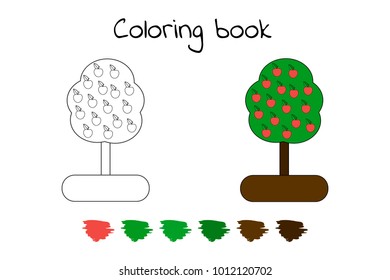 Coloring book for children. vector illustration. apple tree