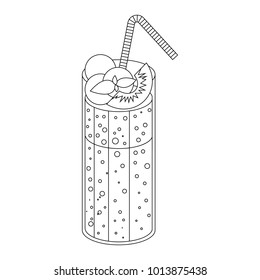 Coloring book for children. Vector illustration. cocktail, peach
