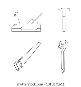 Coloring book for children. Vector illustration. tools, hammer, plane, saw, wrench