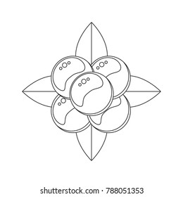 Coloring book for children. vector illustration, stone bramble, forest berries with leaves