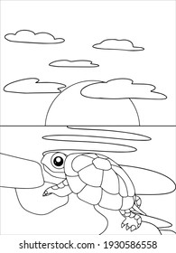 Coloring book for children vector. Isolated object on a white background. Coloring book turtle.