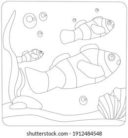 Farbbuch für Kinder. Vektorgrafik auf weißem Hintergrund. See- und Reisefarbseite