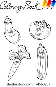 Coloring book for children, vegetables. Vector image