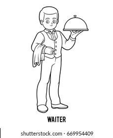 Coloring book for children, Waiter