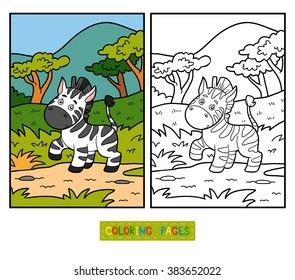 Coloring book for children (zebra and background)