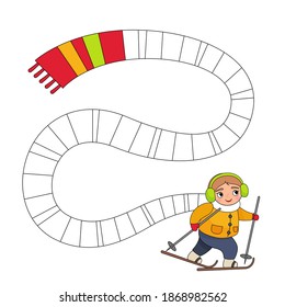 Coloring book for children.Color the scarf in the correct sequence.
