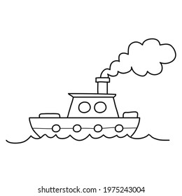 Coloring book for childrens, Sailing ship and motor ship, hand drawn style. vector illustration.