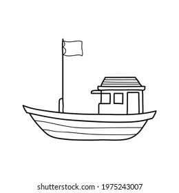 Coloring book for childrens, Sailing ship and motor ship, hand drawn style. vector illustration.