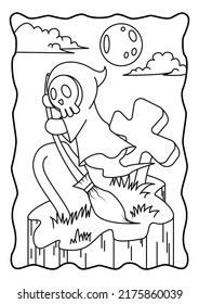 Coloring book for children.Sweet death. Coloring book for adults. Halloween. Coloring book for Halloween. Cute horror movies.