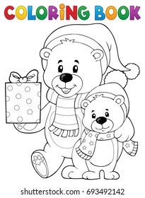 Coloring book Christmas bears theme 1 - eps10 vector illustration.