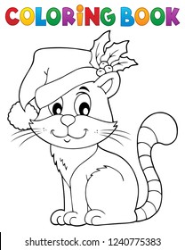 Coloring book Christmas cat theme 2 - eps10 vector illustration.
