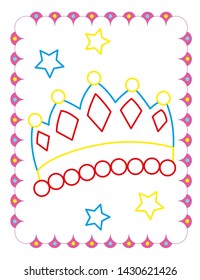 Coloring book of Christmas crown on white background