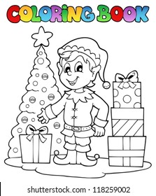 Coloring book Christmas elf theme 1 - vector illustration.