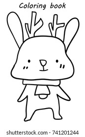 Coloring Book Christmas Rabbit wearing a Malabar