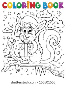 Libro de coloreado ardilla navideña 1 - ilustración vectorial eps10.