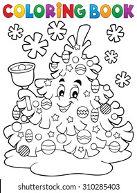 Libro de coloreado Tema del árbol de Navidad 2 - ilustración vectorial eps10.