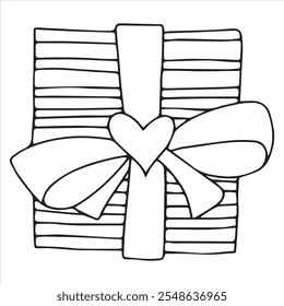 Libro para colorear. Ilustración vectorial de Navidades. Lindo regalo de Navidad. En estilo doodle