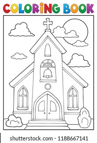 Coloring book church building theme 1 - eps10 vector illustration.