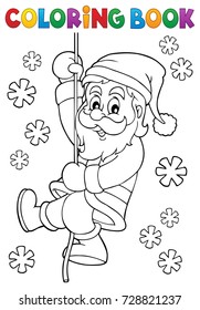 Coloring book climbing Santa Claus - eps10 vector illustration.