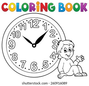 Coloring Book Clock Theme 1 - Eps10 Vector Illustration.