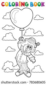 Coloring book clown with balloon - eps10 vector illustration.