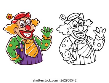 Coloring book Clown cartoon character