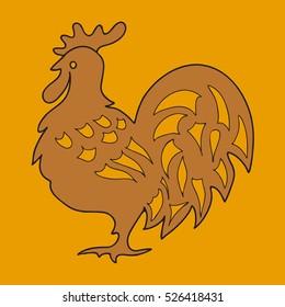  Coloring  book. Cock. Stencil, color.  Children, adults. Hand drawn.