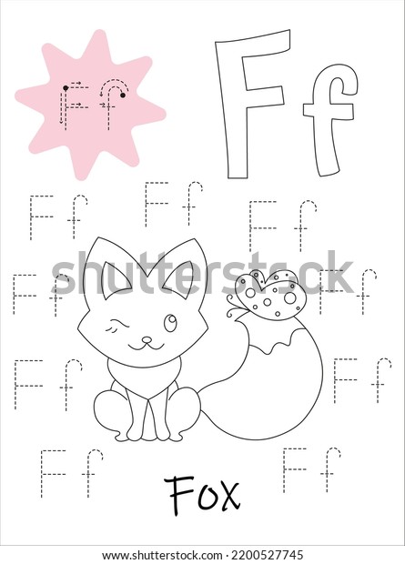 Coloring Book Copybook Children Letter F Stock Vector (Royalty Free ...