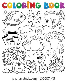 Coloring book coral reef theme 2 - eps10 vector illustration.