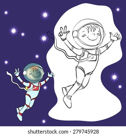 Coloring book: Cosmonaut cartoon character