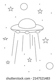 coloring book
 Cosmonauts aliens day illustration vector outline style. Space coloring pages. Black and white illustrations.