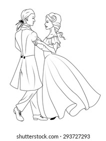 Coloring book: Couple dancing waltz